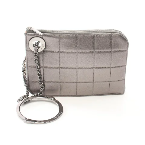 Silver Leather Chanel Clutch