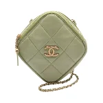 Green Leather Chanel Pouch