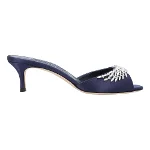 Blue Silk Manolo Blahnik Mules