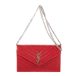 Red Leather Yves Saint Laurent Wallet on Chain