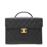 Black Leather Chanel Briefcase