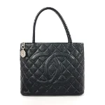 Black Leather Chanel Tote