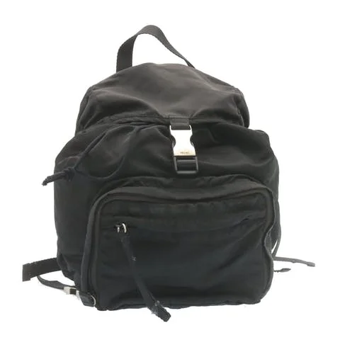 Black Fabric Prada Backpack