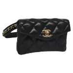 Black Leather Chanel Belt Bag