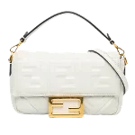 White Leather Fendi Baguette