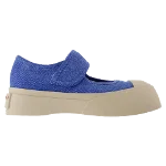 Blue Cotton Marni Flats