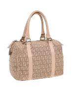 Pink Canvas Fendi Boston Bag