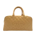 Beige Leather Chanel Boston Bag