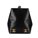 Black Leather Chanel Bucket Bag