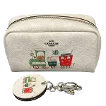 White Leather Coach Cosmetic Pouch