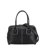 Black Leather Tod's Handbag