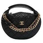 Black Leather Chanel Pouch