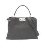 Grey Leather Fendi Peekaboo