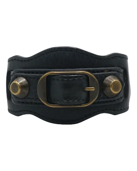 Black Leather Balenciaga Bracelet