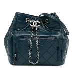 Blue Leather Chanel Bucket Bag