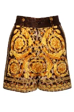 Brown Silk Versace Shorts