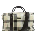 Beige Canvas Burberry Boston Bag