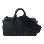 Black Leather Louis Vuitton Keepall