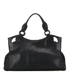 Black Leather Cartier Tote