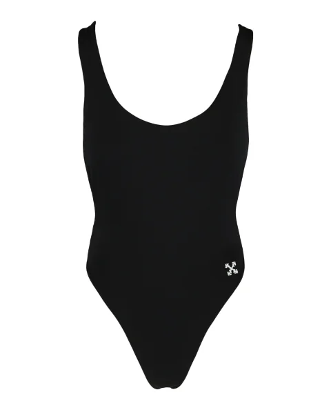 Black Fabric Off White Swimwear