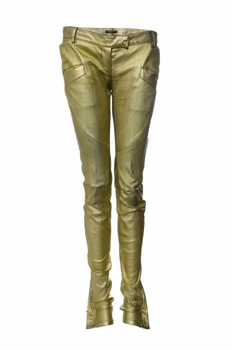 Gold Leather Balmain Pants
