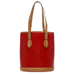 Red Fabric Louis Vuitton Bucket Bag