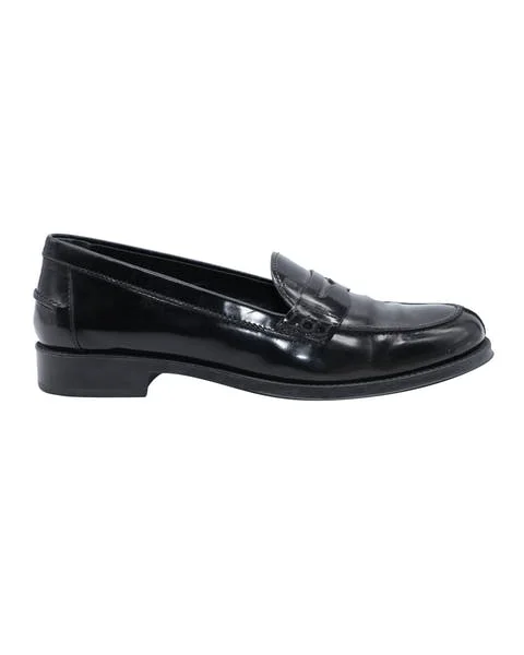 Black Leather Tod's Flats