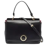 Black Leather Bvlgari Handbag