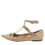 Beige Fabric Valentino Flats