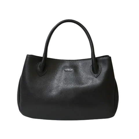 Black Leather Furla Shoulder Bag