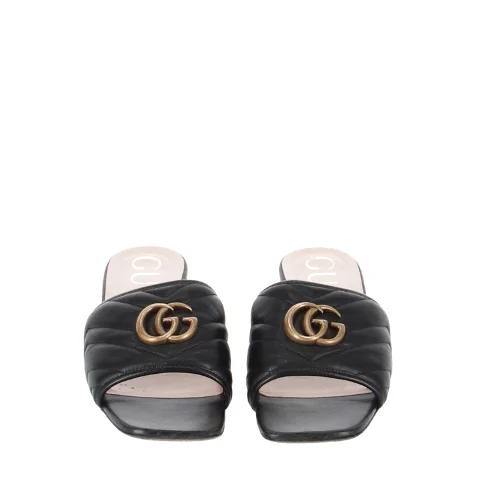 Black Leather Gucci Sandals