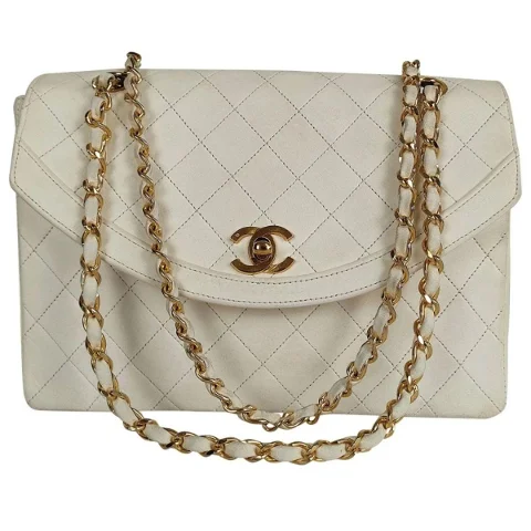 White Leather Chanel Shoulder Bag