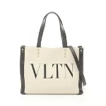 Beige Canvas Valentino Tote