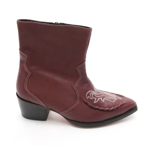 Red Leather Gestuz Boots