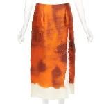 Orange Silk Prada Skirt