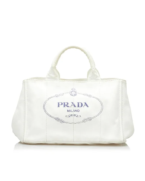 White Fabric Prada Handbag