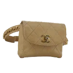 Beige Leather Chanel Belt Bag