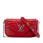 Red Leather Louis Vuitton Wallet on Chain