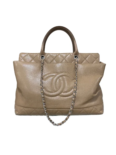 Beige Leather Chanel Tote