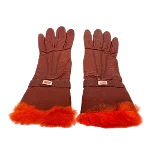 Orange Leather Fendi Gloves