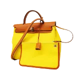 Yellow Canvas Hermès Handbag