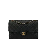 Black Leather Chanel Flap Bag