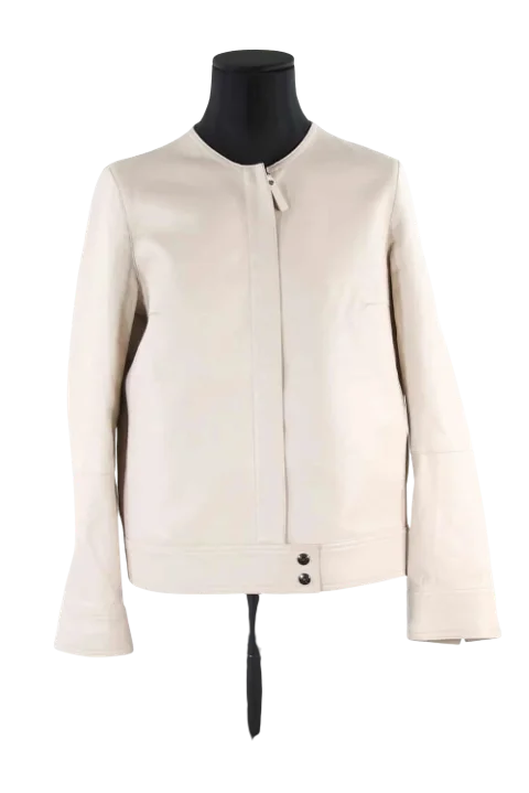 Beige Leather Longchamp Jacket