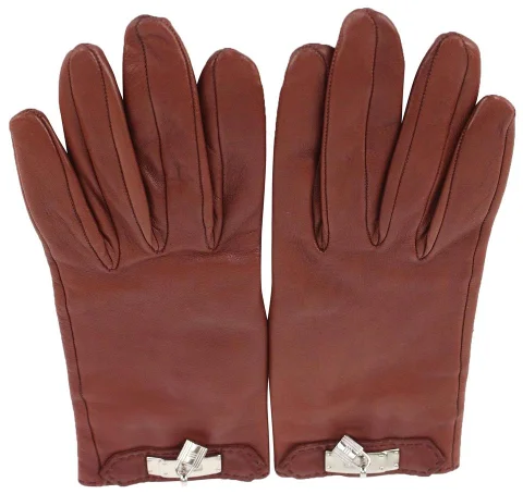 Brown Leather Hermès Gloves